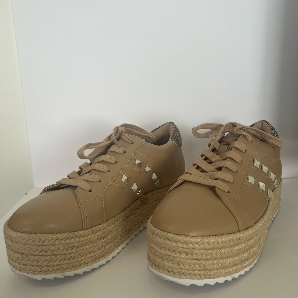 Steve Madden Élodie espadrille Stylish Tan Platform Sneakers size 7.5